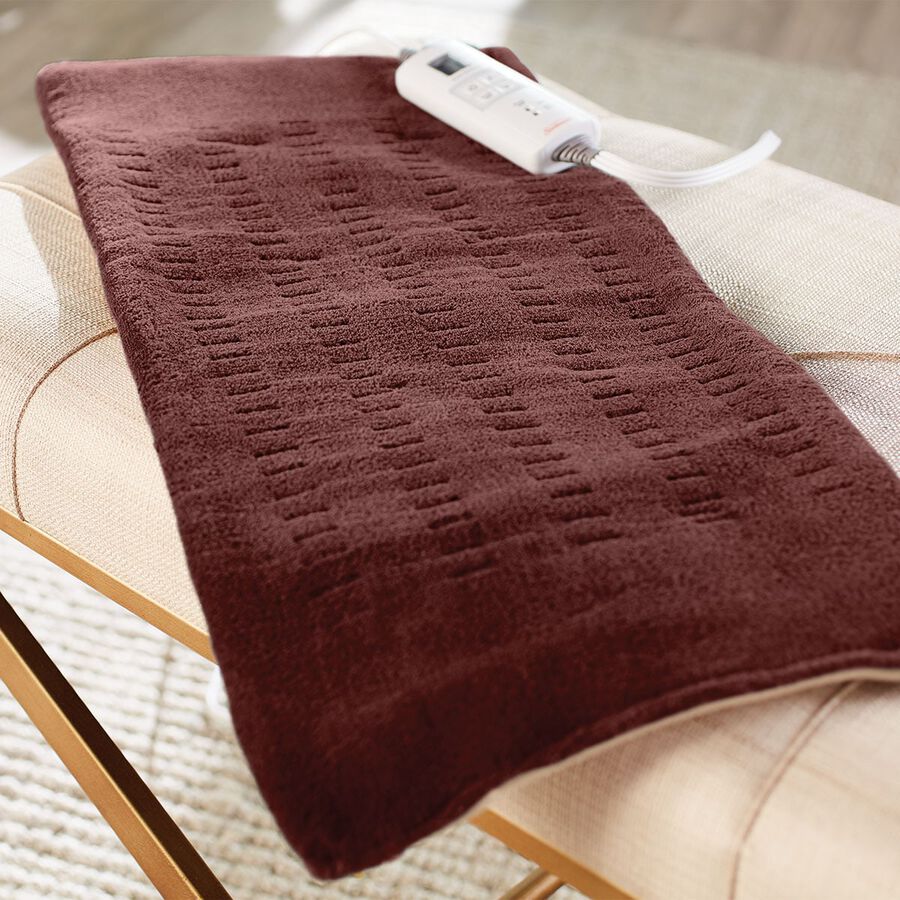 Sunbeam XpressHeat, Premium King Size Heating Pad, Burgundy, Microplush